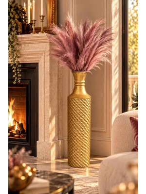 Rossev Vazo Eskitme Metal Gold Detaylı Dekoratif 83CM
