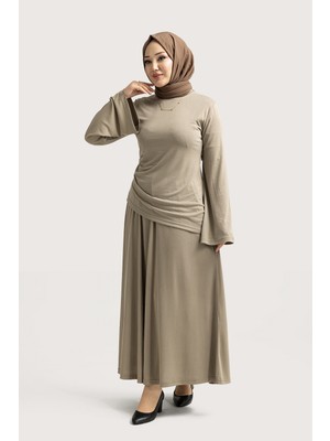 Suede Style 6485 - Şık Rahat Modal Kumaş Salaş Kadın Etek-Bluz Takım
