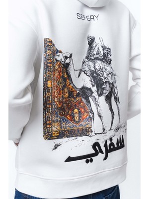 Hai Collection Haı Collectıon Beyaz Oversize Sweatshirt - Deve Baskılı Unisex