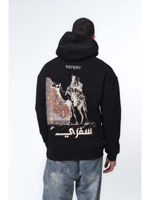 Hai Collection Haı Collectıon Siyah Oversize Sweatshirt - Deve Baskılı Unisex