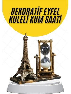 Astraltech If Dekoratif Eyfel Kulesi ve Kum Saati Vintage Tarzı Masa Süsü Biblo