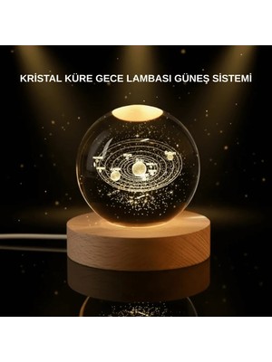 Astraltech If LED Işıklı Kristal Küre Ahşap Standlı Dekoratif Gezegen Model