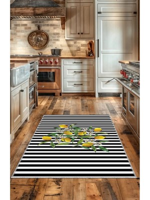 BigArts Home Dekoratif Modern Vintage Retro Tasarım Kaydırmaz Taban Renkli Mutfak Halı