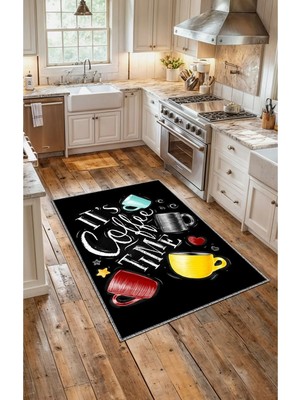 BigArts Home Dekoratif Modern Vintage Retro Tasarım Kaydırmaz Taban Renkli Mutfak Halı
