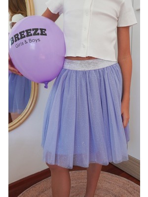 Breeze Kız Çocuk Tütü Etek Simli Bel Kısmı Lastikli 5-10 Yaş , Lila