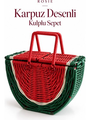 Rosie Rosıe Karpuz Desenli Kulplu Dekoratif Sepet