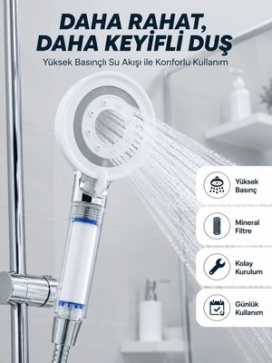 Astraltech If Yüksek Basınçlı Filtreli Duş Başlığı Mineral Filtreli Su Tasarruflu El Duşu