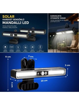 Ttt If 2'li Mandallı LED Solar Lamba - 36 LED - Hareket Sensörlü - 3 Modlu