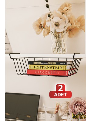 Bino 2 Adet Kitaplık ve Çalışma Masası Düzenleyici Çok Amaçlı Organizer Banyo Mutfak Asılabilir Metal Raf