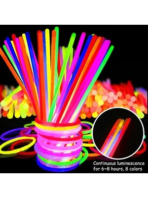 Ett If Karanlıkta Yanan Parlayan Fosforlu Glow Çubuk Bileklik 50 Adet