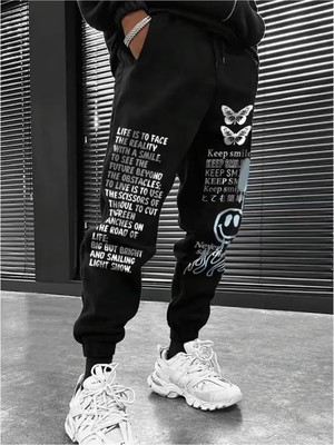 Hai Collection Haı Collectıon Siyah Oversize Pantolon Baskılı Unisex HC-PN-014