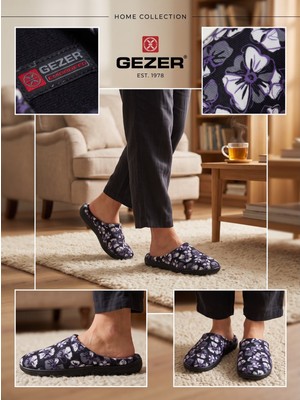 Gezer Çiçek Desenli Kışlık Kadın Ev Terliği