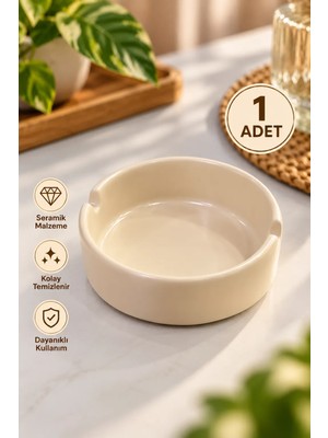Rotanev Mat Seramik Kül Tablası Sade Yuvarlak Kül Tabağı Küllük 10 cm
