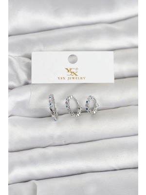 TCX Nazarlı Gümüş Renk Kadın Küpe 1 Adet