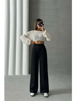Dip Moda Kadın Siyah Atlas Kumaş Palazzo Pantolon DPG061