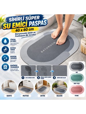 Popüler Sepet Sihirli Süper Su Emici Kaymaz Tabanlı Oval Paspas 40*60 cm