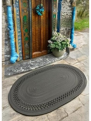Kadıoğlu Ticaret Doğal Jüt ve Pamuklu Kapı Önü Paspası – Kaymaz Tabanlı, Dekoratif ve Dayanıklı, Iç ve Dış Mekan Kullanımı Için, Banyo, Balkon, Teras ve Evcil Hayvan Alanlarına Uygun (Antrasit, 50 * 70)