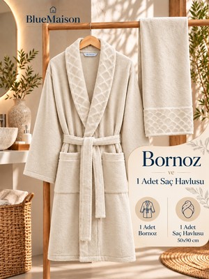 Blue Maison Midye Bornoz Seti Tek Kişilik Havlu + Bornoz | Unisex | Erkek Bornoz | Kadın Bornoz | M/l |