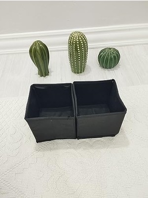 Kadıoğlu Ticaret 2'li Siyah Çekmece Içi Düzenleyici Düzenleyici Set - Çok Amaçlı Dolap Içi Kutu Seti (13 * 13 * 13)