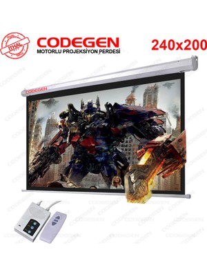Codegen Ex-24 Motorlu Projeksiyon Perdesi 240X200 Elektrikli Uzaktan Kumandalı (Arkası Siyah Fonlu - Duvar/tavan ASILABILIR)(1923)