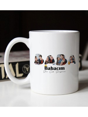 Bk Gift Kişiye Özel Fotoğraflı Babalar Günü Temalı Beyaz Kupa Bardak-1, Babalar Günü Hediyesi, Babaya Hediye