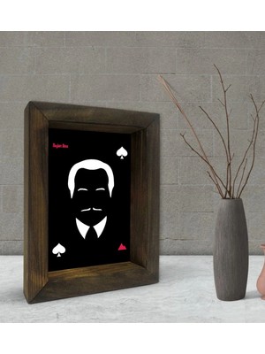 BK Gift Kişiye Özel Isimli Baba Godfather Tasarımlı Dekoratif Doğal Masif Ahşap Çerçeve 15X20CM-15
