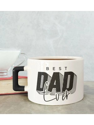 Bk Gift Kişiye Özel Babalar Günü Tasarımlı Siyah Kulplu Çay & Kahve Fincanı-3, Babaya Hediye, Babalar Günü Hediyesi