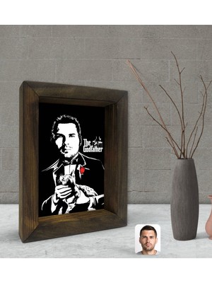 BK Gift Kişiye Özel Godfather Baba Silüet Tasarımlı Dekoratif Doğal Masif Ahşap Çerçeve 15X20CM-2
