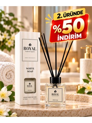 Royal Mum   Beyaz Sabun - White Soap - 100 ml Çubuklu Oda Ve Ortam Kokusu