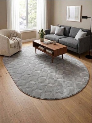 Merinos Elagans Joy Rölyef Bohem Oval Halı Yolluk | Kaymaz Taban | Robot Süpürge Uyumlu | Kolay Temizlenebilir | Modern Salon, Mutfak, Oda ve Koridor Halısı