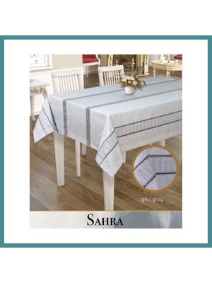 Trendexa Polyester Ajurlu Keten Masa Örtüsü Tablecloth 160X260 cm Dantelli Yemek Masası Örtüsü Sahra Model Gri Mac