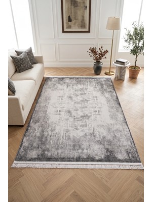 Merinos Elegance  %100 Akrilik Saçaklı Yumuşak Dokulu Modern Salon Oturma Odası Halısı Antrasit 74429-96