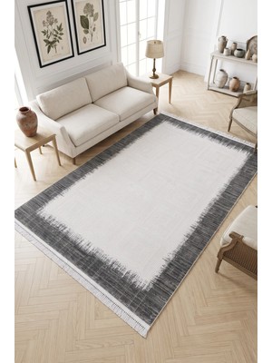 Merinos Elegance  %100 Akrilik Saçaklı Yumuşak Dokulu Modern Salon Oturma Odası Halısı Antrasit 74427-95