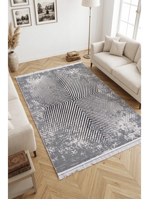 Merinos Elegance  %100 Akrilik Saçaklı Yumuşak Dokulu Modern Salon Oturma Odası Halısı Antrasit 74433-95
