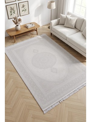 Merinos Elegance  %100 Akrilik Saçaklı Yumuşak Dokulu Modern Salon Oturma Odası Halısı Krem 73941-60