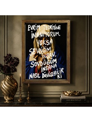 Bk Gift Vintage Klasik Sanat Esprili Sözlü Masif Ahşap Çerçeveli Dekoratif Tablo - 14 15X20CM