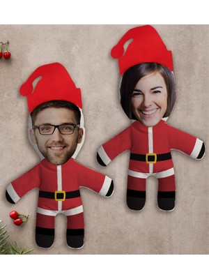 Bk Gift Kişiye Özel Fotoğraflı Yılbaşı Kostümlü Çiftler 2’li Bebek Yastık Seti-1