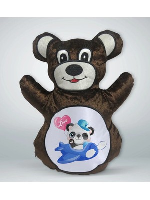 Bk Gift Sevimli Panda Tasarımlı Kahverengi Ayıcık Yastık-4