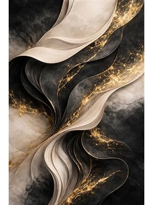 Trendexa 80 x 120 cm Siyah Altın Mermer Görünümlü Soyut Kanvas Tablo