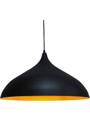Trendexa Rsylight Retro Metal Sarkıt Avize Rustik Tekli Sarkıt Siyah Içi Sarı 43 cm Siyah RT8082000