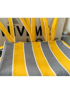 Trendexa Fon Perde, Branda Balkon Perdesi Kornişli ve Bağcıklı (Premium Kumaş Versiyon) Sarı-Gri 130 x 210