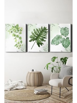Trendexa Yapraklar 3 Parça Kanvas - Canvas Tablo, 45 x 65