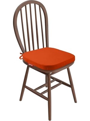 Trendexa Sandalye Minderi Oval 42X42X5 cm Fermuarlı Yıkanabilir Kılıf, Bağcıklı Kaymaz, Leke Tutmaz Oturma Minderi (Kiremit)