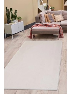 Trendexa Halı, Peluş Açık Vizon Cool Yıkanabilir Post Kesme Yolluk Kilim Salon Halısı Modelleri, Krem-Açık 120X180
