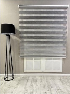 Trendexa Stor Perde, Zebra Dar Plise Güneşlik, Antrasit Gri, 90 x 200