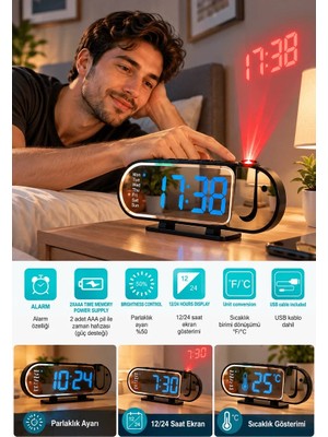 Ls Şık Tasarımlı LED Masa Saati Dijital Ekran Alarm 12 24 Saat ve Sıcaklık Göstergeli
