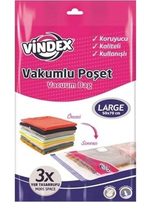 Trendexa Yastık, Vindex Vakumlu Giyisi Yorgan Saklama Torbası Poşeti Hurç - Large - 50X70 Cm. -1 Adetlik Paket