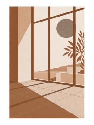 Trendexa Gün Işığı Manzaralı Modern Halı, Makinede Yıkanabilir, Kaymaz Taban, Dijital Baskı Salon, Mutfak ve Yatak Odası Halısı, Bakır, 120X180 cm