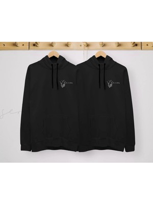 Bk Gift Kişiye Özel Sevgililer Isimli Ikili Siyah Sweatshirt Seti, Sevgililer Hediye, Çift Hediyesi, Yıl Dönümü Hediyesi, Kişiye Özel Sweatshirt-4