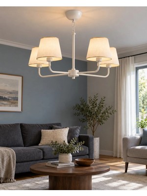 Browia Lighting Olesa 4’lü Şapkalı Modern Salon Avizesi